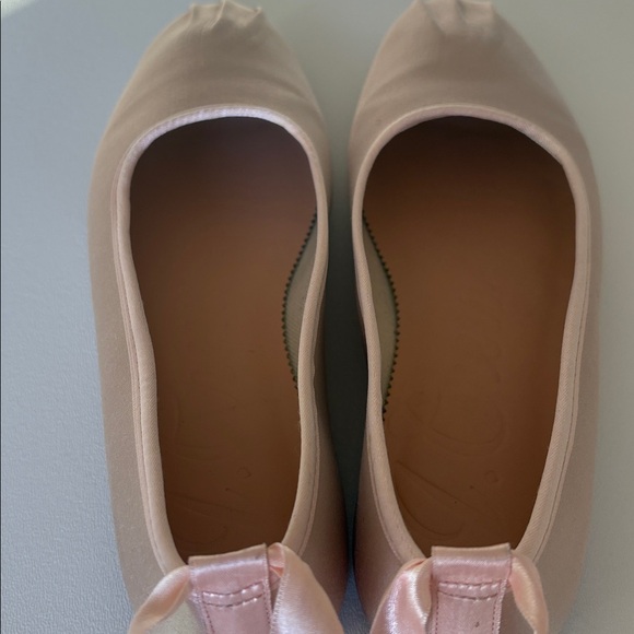 J. Crew Satin Pleated Toe Pale Petal Pink Ribbon Tie Ballet Flats Size 7.5 - Picture 8 of 10